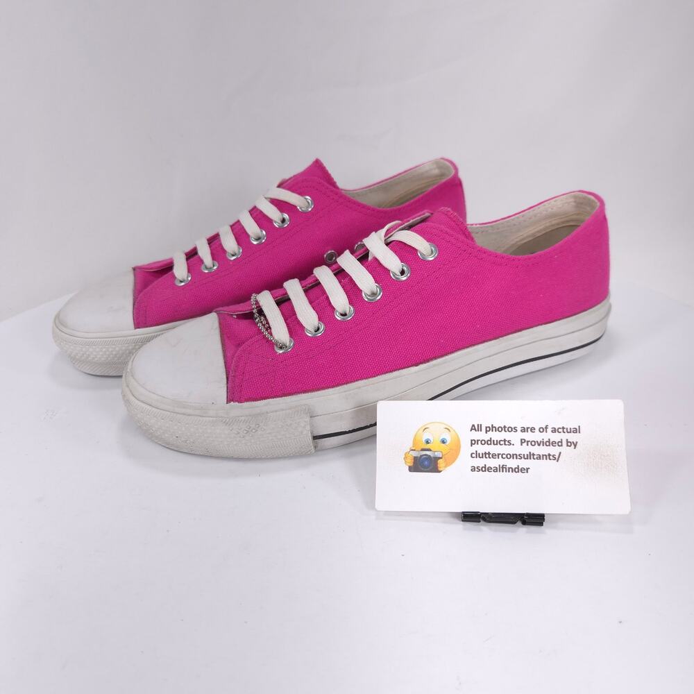 Demonia Deviant 01 Canvas Lace Up Sneakers Womens Size 9 Mens Size 7 Pink